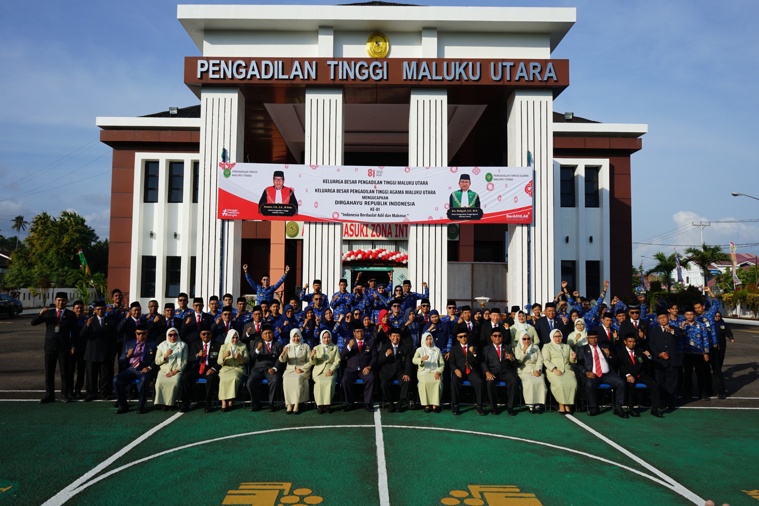 Perkuat Sinergitas Peradilan, Pengadilan Tinggi dan Pengadilan Tinggi Agama Maluku Utara Gelar Upacara HUT RI Bersama